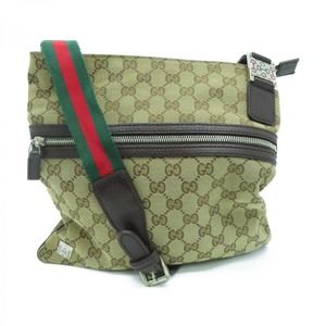 💎✨BEAUTIFUL✨💎 GUCCI Canvas Silver Brown Shoulder Bag 145809